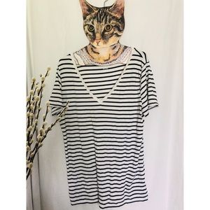 Merona Deep V Neck Striped T Shirt